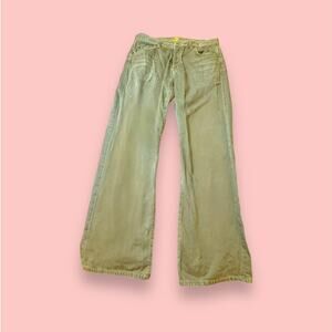 7 For All Mankind Olive Sage Army Green Wide Leg Jeans Size 31